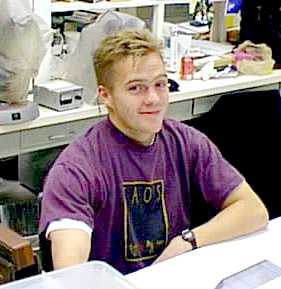 Damien in lab, 1996
